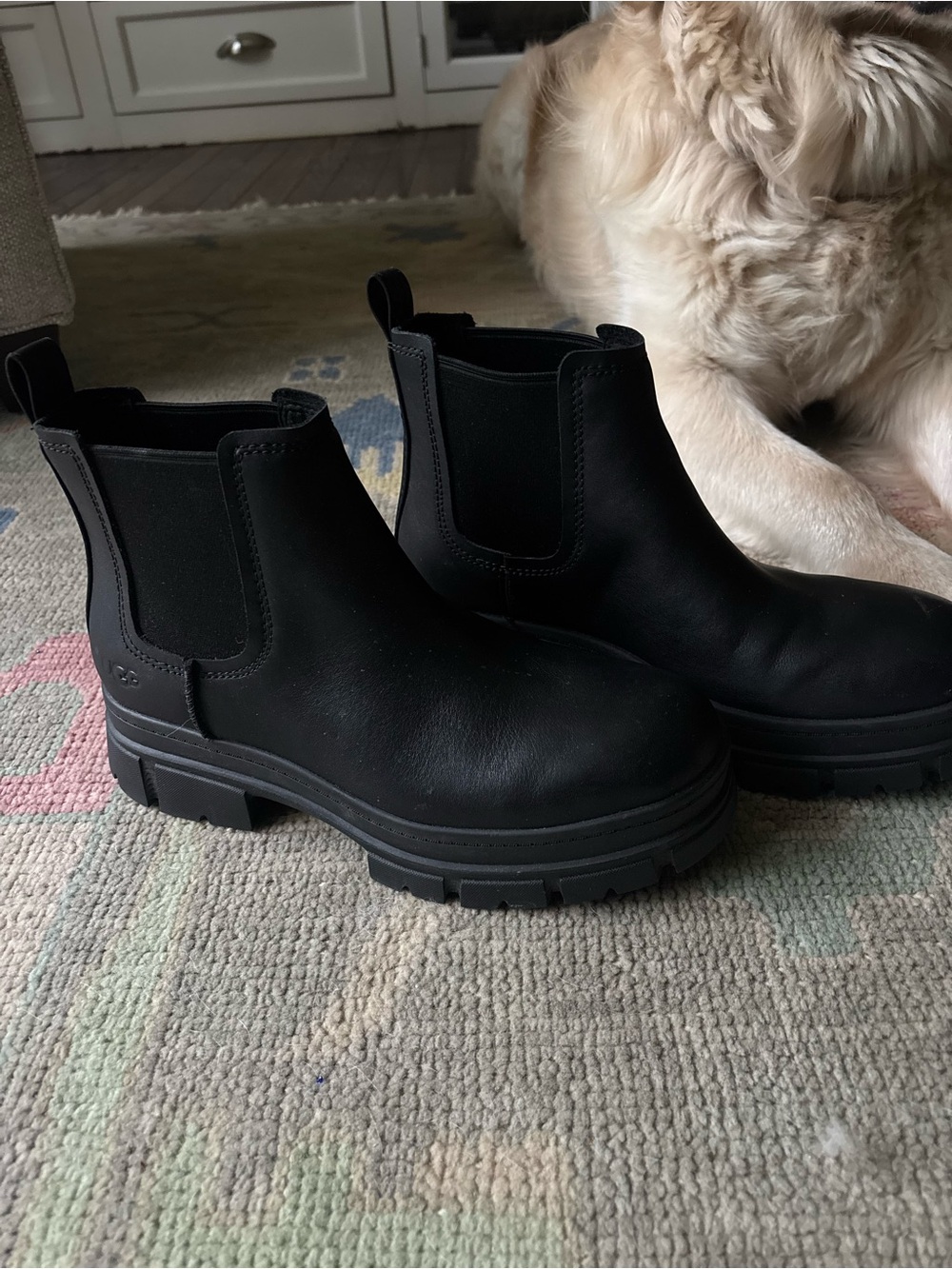 UGG Black Chelsea Lug Ankle Boots